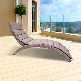 Albany Garden Rattan Sunbed Lounger Foldable Chair with Cushions